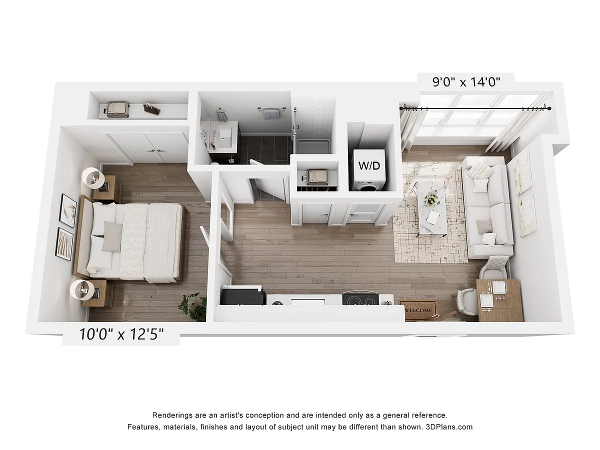Floor plan 1 Bedroom 1 Bathroom | 496