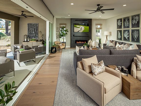 The Enclave Plan 5 Model Home Great Room Outdoor