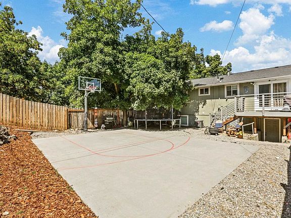 Basketball court in backyard