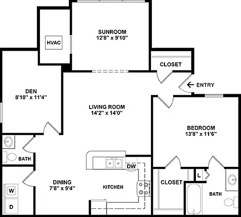 1 Bed 1.5 Bath | 1097 sqft 1 Bed 1.5 Bath | 1097 sqft