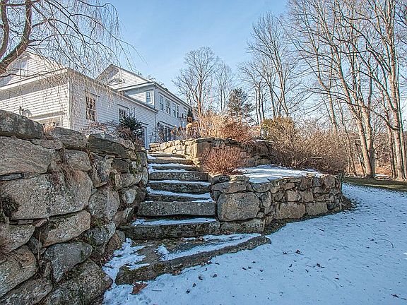 Stone stairs from patio   