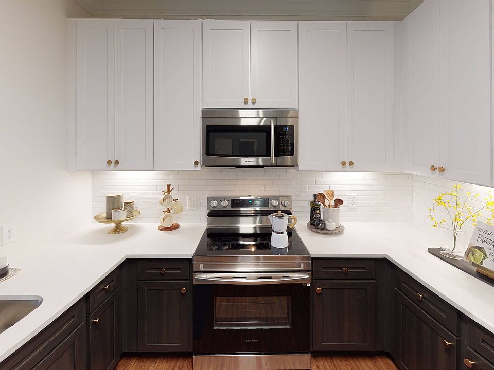Under cabinet lighting and stainless steel appliances