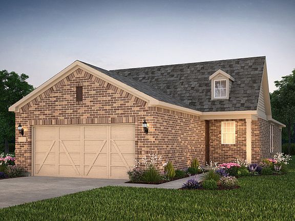 The Alpine, a one-story home with 2-car garage, shown with home exterior LS203