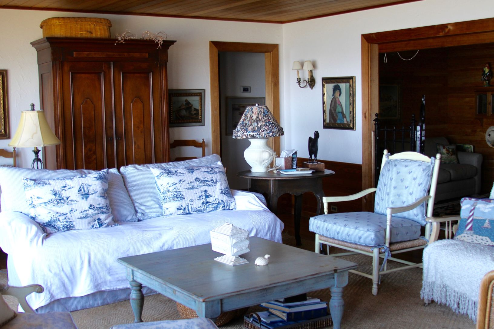 Living Room with Family Room Beyond