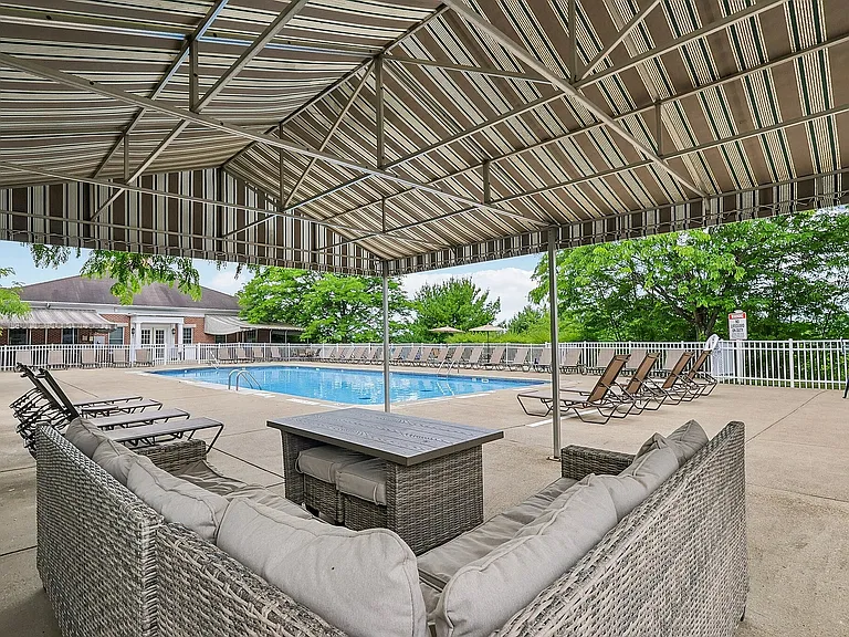 Inviting poolside lounge area