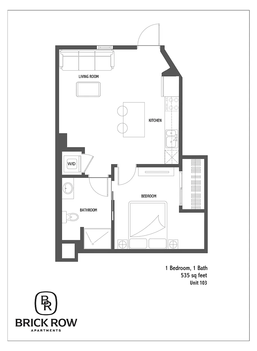 Floor plan 1 Bed Unit 103