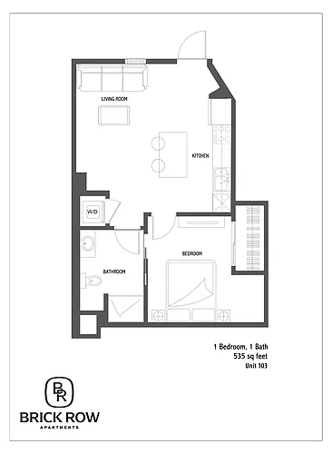 Floor plan 1 Bed Unit 103