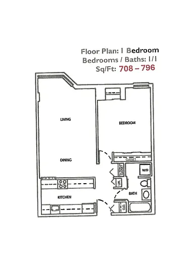Floor plan 1 Bedroom Floor Plan 2
