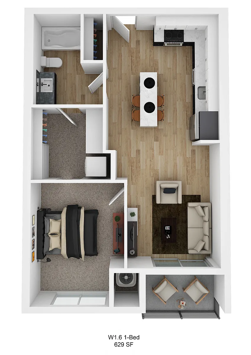 Floor plan Malcolm W1.6A (1 Bedroom - Accessible)
