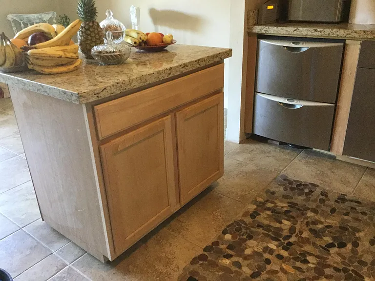 Kitchen island with wheels, for easy changing positions, if needed space
