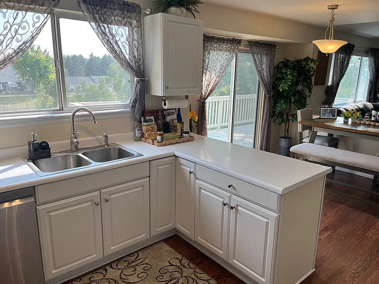 Beautiful views out the back from the kitchen and dining area