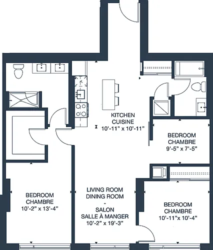 Floor plan 3 Bedrooms*