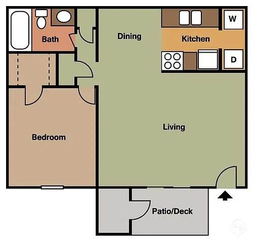 Floor plan Standard 1Bed - 1Bath