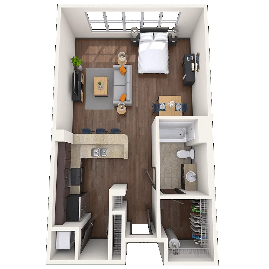 Floor plan Studio 0x1 509-566 SF