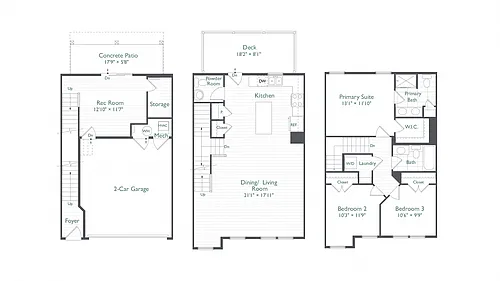 Floor plan 3 Bed/2.5 Bath-Cheverly 1