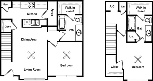 Floor plan 2 Bedroom Townhome B