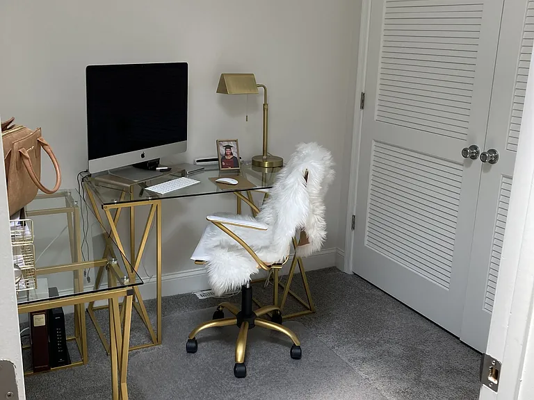 Office and enclosed laundry.