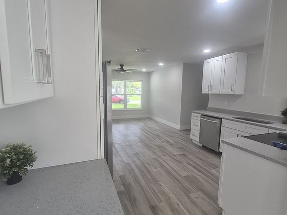 View from dining room into kitchen