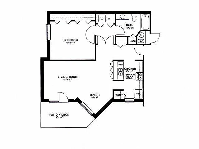 Floor plan 1 Bedroom 1 Bath Deluxe