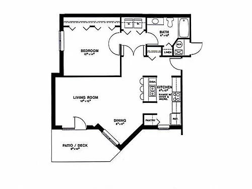 Floor plan 1 Bedroom 1 Bath Deluxe