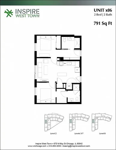 Floor plan x06 2 Bed - 2 Bath