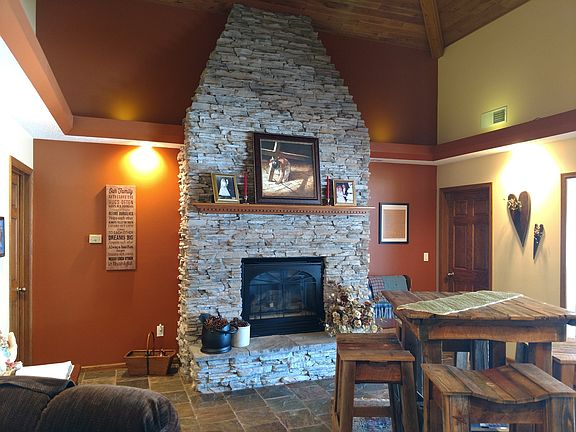 Ledge stone gas fireplace