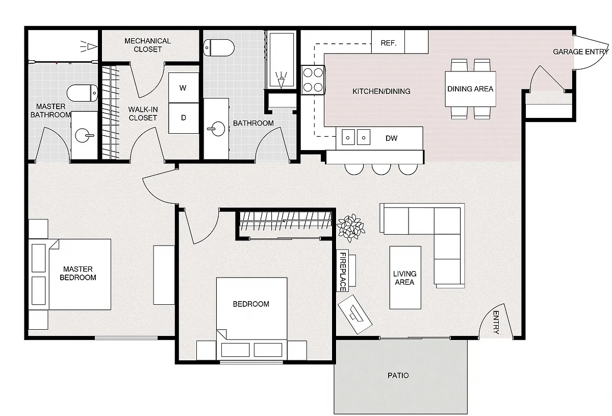 Floor plan Two Bedroom Two Bathroom - Lower