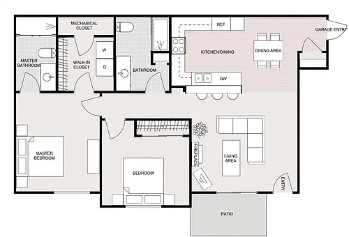 Floor plan Two Bedroom Two Bathroom - Lower