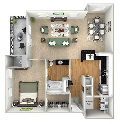 Floor plan A1 (1x1 Island Park)