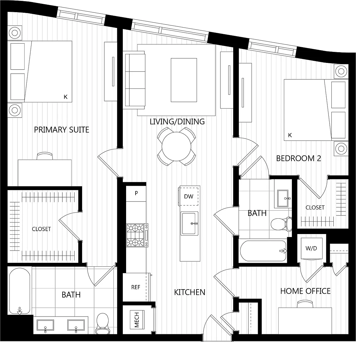Floor plan 2 Bed/2 Bath-I1A