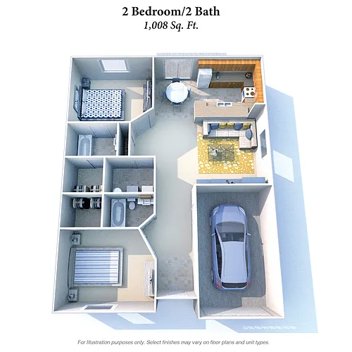 Floor plan Two Bedroom, Two Bathroom