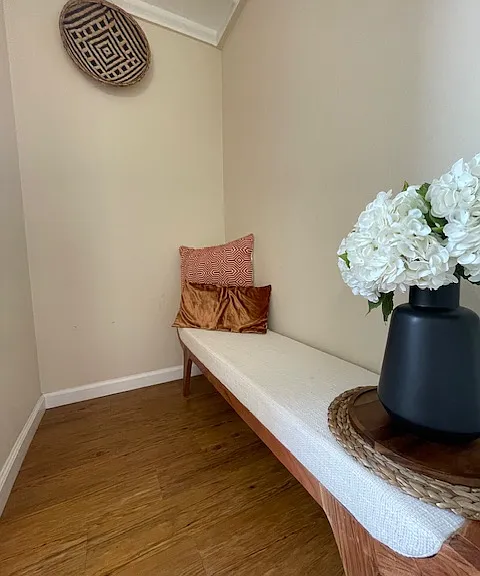 This is a second closet in the primary bedroom that can easily host a desk if you wish to transform it into a workspace.