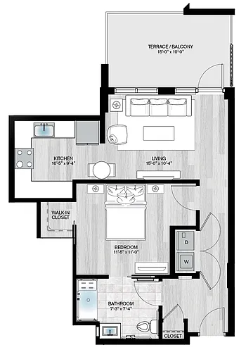 Floor plan Oakdale2-1B1B-S