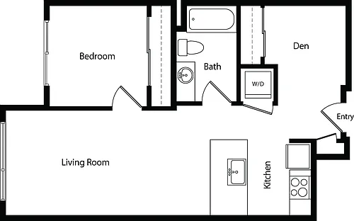 Floor plan One Bedroom Den B