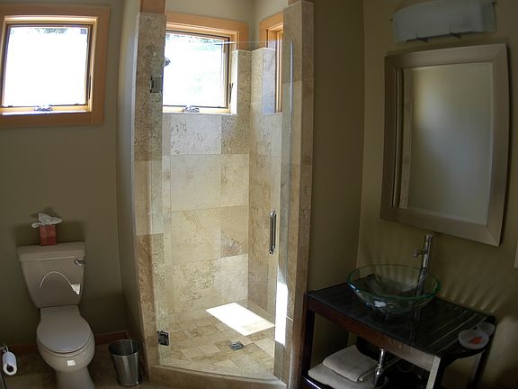Downstairs private bath off of den/2nd master bedroom