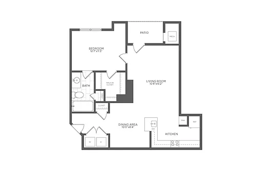 Floor plan 1 Bed/1 Bath-A3