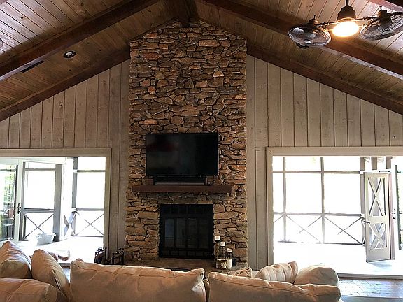 Custom stone fireplace