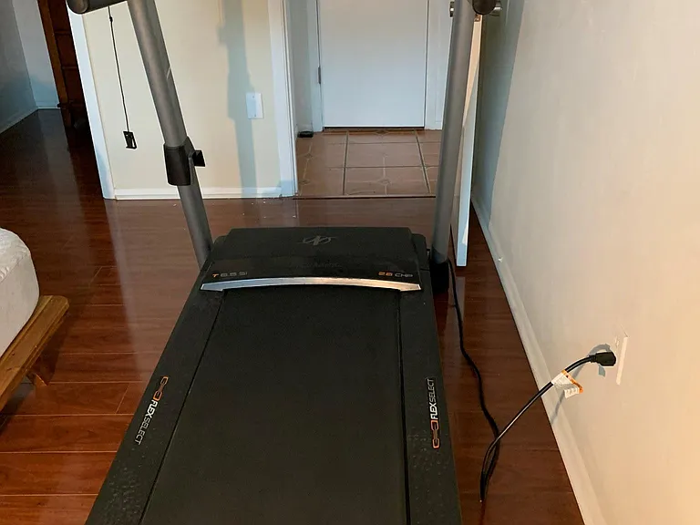 The treadmill in the master bedroom.