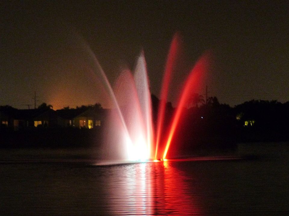 Night time entrance to Lake Forest community