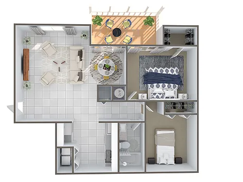 Floor plan B3R - Two Bedroom, One Bathroom