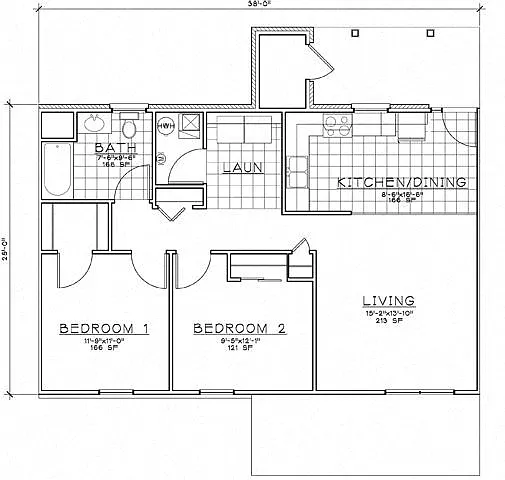 Floor plan 2 Bedroom Unit