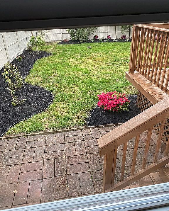 Backyard with brick patio