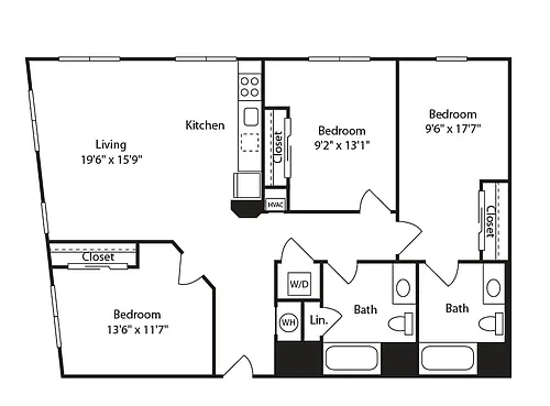 Floor plan 3 Bed/2 Bath-C6