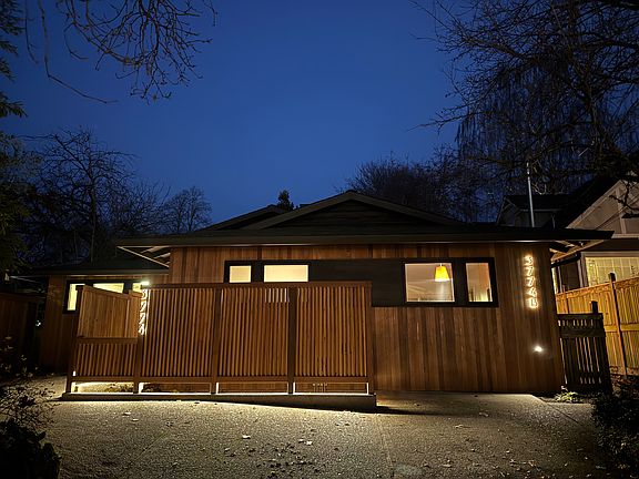 front exterior - night view with ext. lights on