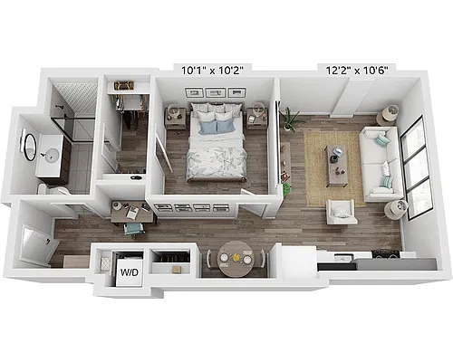 Floor plan One Bedroom A1H