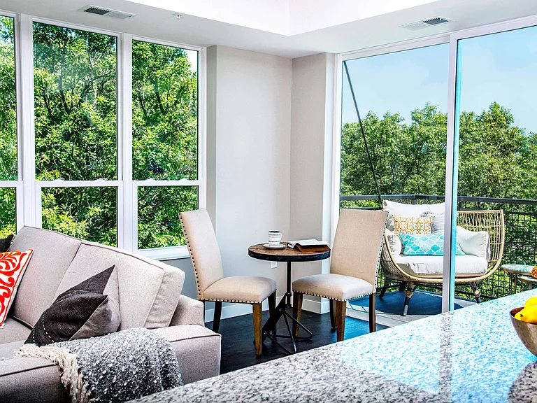 Two-Bedroom Apartment Living Room and Balcony