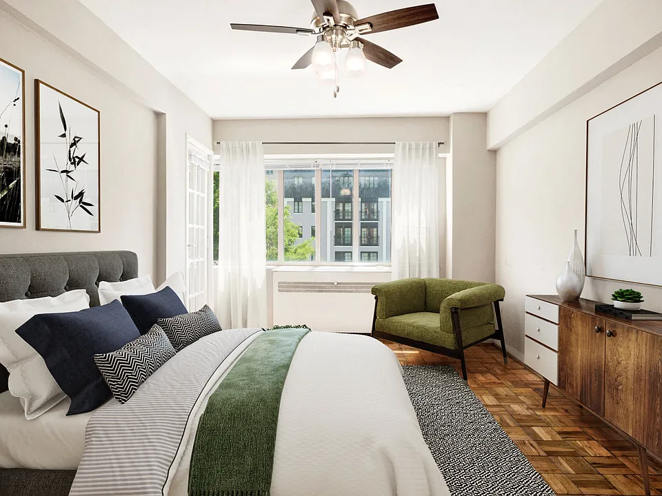 Apartment bedroom (virtually staged)