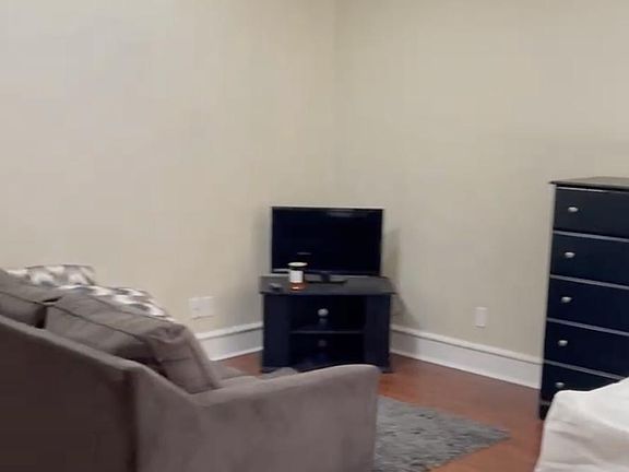 Living area with brand new couch.