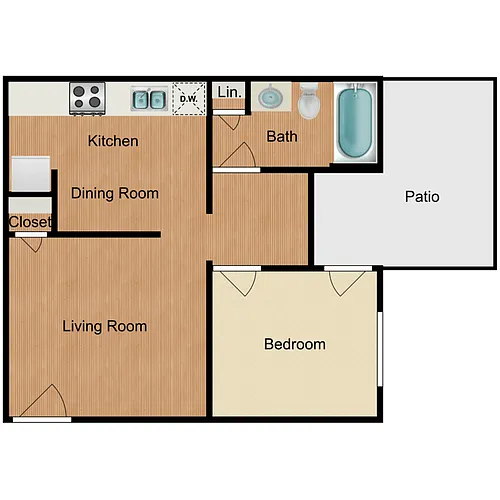 Floor plan 1 Bedroom 1 Bathroom