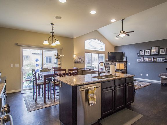 kitchen and eating area